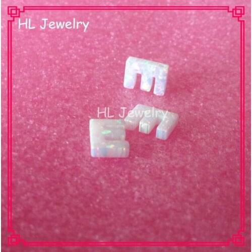 50PCS/Lot Synthetic Opal Initial Letter E Pendant 7.5*10MM Capital E Letter OP17 White Opal Jewelry Pendant