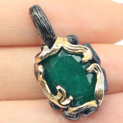 30x16mm SheCrown Bohemia Design 8g Created Real Red Ruby Green Emerald Blue Sapphire Black Gold Silver Pendant For Woman
