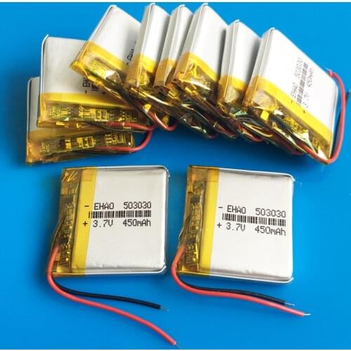 Lot 10 pcs 503030 450mAh Lipo battery polymer lithium Rechargeable batteries for MP3 bluetooth speaker smart watch recorder