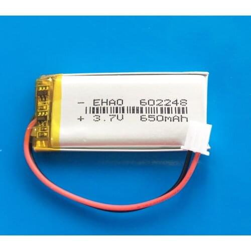 3.7V 560mAh 602248 lipo polymer lithium rechargeable battery Jst 2.5mm connector for MP3 GPS PSP recorder headset e-book camera