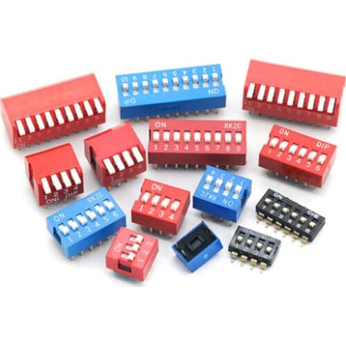 Free shipping 200PCS 8P 8 Position DIP Switch 2.54mm Pitch 2 Row 16 Pin DIP Switchs red 8p switch