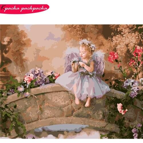 DIY Angel Painting By Numbers Full Kits No Frame Canvas Painting 40x50cm 29 Colors DIY Handicraft Diff:4 Stars VA-1613