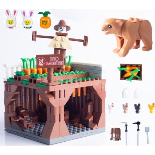 City Friends Farm Set Building Blocks Accessories Animal Chicken Bear Carrot Rabbit Figure House Plants Parts Bricks Toys D276