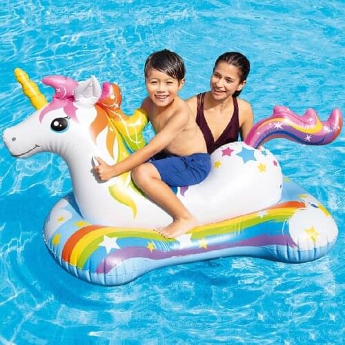 Inflatable Unicorn Pool Float Ride On Pool Floats Rideable Summer Swim Party Toys Swimming Pool Party Lounge Raft for Kids Gifts