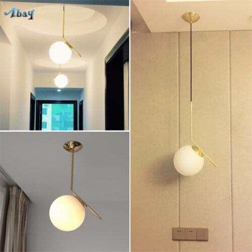 Nordic glass globe Gold Pendant Lights Modern Bedroom Living Room Bedside hanging lamp Restaurant loft decor lighting Fixtures