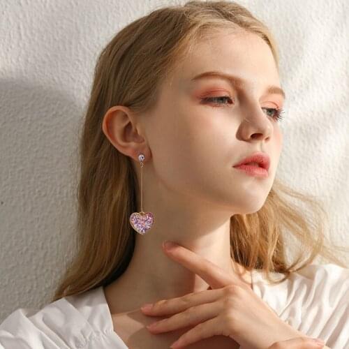 New Fashion Korean Womens Earrings Statement Pink Tassel Love Drop Dangle Earrings For Women Pendants 2020 Trend Jewelry