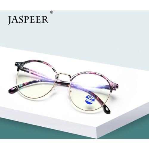 JASPEER Retro Round Anti Blue Ray Eyeglasses Men Blue Light Glasses Women Vintage Computer Glasses Goggle Eyewear Optical Frame