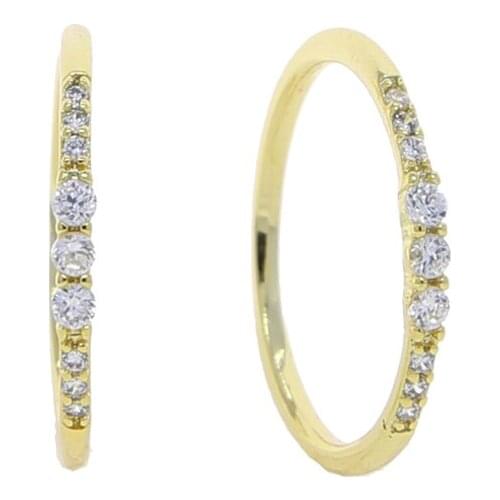 Wholesale gold color fashion tiny round shape band rings with bling Shiny CZ paved for women lady wedding engagement jewelry