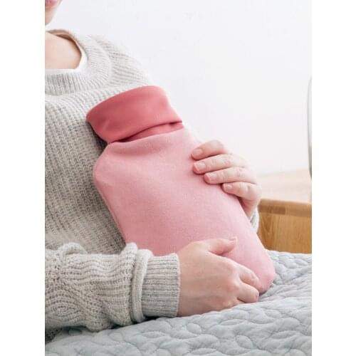 Plush hot water bottle water-filled warm water bottle women large explosion-proof warm handbag thickened flannelette water hand