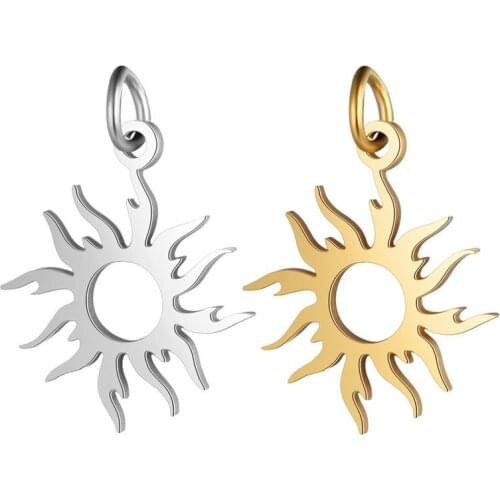 5pcs/lot Stainless Steel Charm Fashion Hollow Sun Pendant Mirror Polished Connector Findings Jewelry Making Accessories Handmade