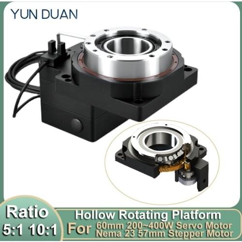 Hollow Rotating Platform Electric Turntable Disc Ratio 5 10 Planetary Reducer for Nema 23 57 Stepper Motor 200W 400W 60mm Sevo