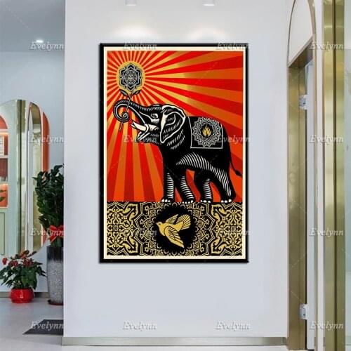 Pop Art, 'Elephant',Shepard Fairey Obey Classic Style Retro Posters Minimalism Wall Art Prints Home Decor Canvas Unique Gift