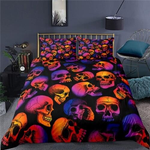 Luxury 3D Colorful Skull Print 2/3Pcs Bedding Sets Comfortable Duvet Cover Pillowcase Home Textile Queen and King EU/US/AU Size