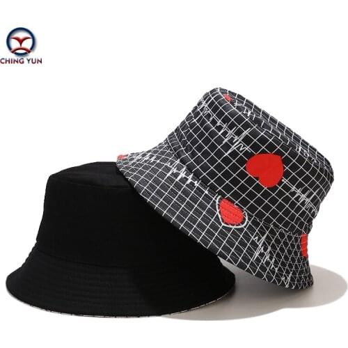 New Hat spring and summer love plaid double-sided wear Leisure beach fishermanhat men and women outdoors sunscreen sunshade hats