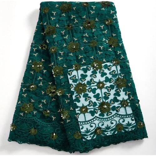 SJD LACE High Quality Tulle Lace Fabrics Sewing Embroidery White Lace Fabric With Flowers Nigorian Fabric For Wedding DressA2412