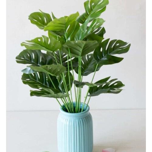 Nordic Simple and Creative Simulation Plant Potted Green Leaves Green Leaves 18-prong Turtle Back Leaves Green Wall Materials