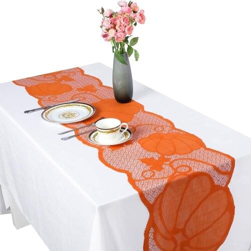 Halloween Pumpkin Table Runner Maple Leaf Lace Tablecloth Table Cover Thanksgiving Day Decor Halloween Decorations For Home