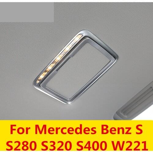 Car Styling Aluminum Rear Makeup Mirror Frame Trim Stickers set of Interior decoration For Mercedes Benz S S280 S320 S400 W221