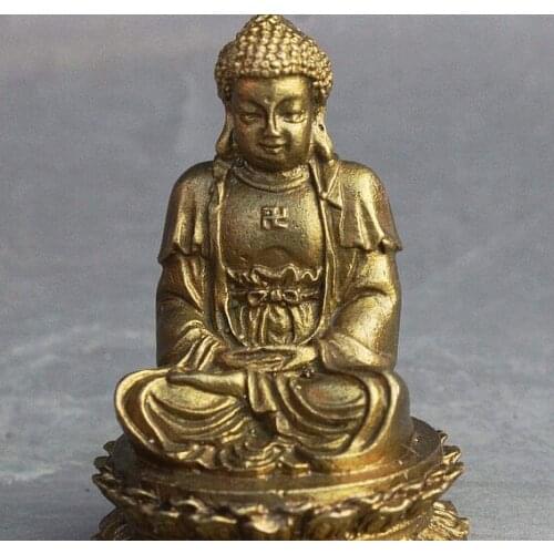 Tibet Buddhism Brass Seat Lotus Sakyamuni Shakyamuni Buddha Statue Figurine