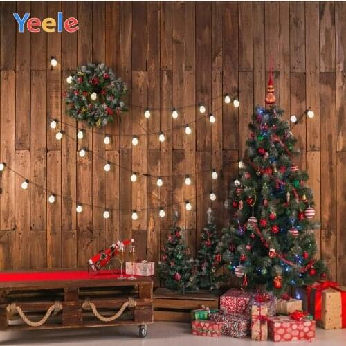 Christmas Tree Light Vintage Wood House Room Backdrop Vinyl Photography Backdrops Photographic Background Photophone Photocall