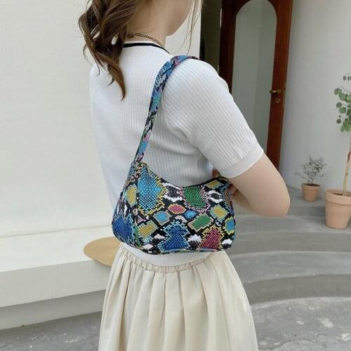 Vintage Women Snake Pattern Printing PU Leather Shoulder Underarm Bag Casual Small Handbag Purse for 2021 New Womens bag