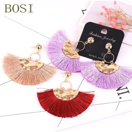 Tassel Dangle Earrings Bohemian Luxury Long Earring jewelry Red Statement Handmade Women Geometric Fringe Fashion Big Wedding cc