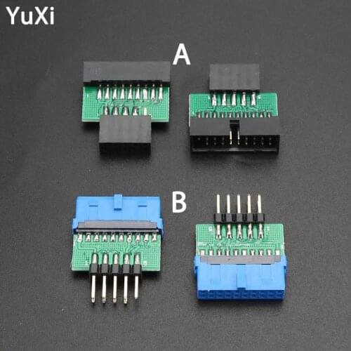 YuXi 2pcs USB2.0 9pin female Plug to USB3.0 19 pin 20Pin male adapter USB 3.0 19pin / 20Pin to USB 2.0 9PIN Converter Adapter