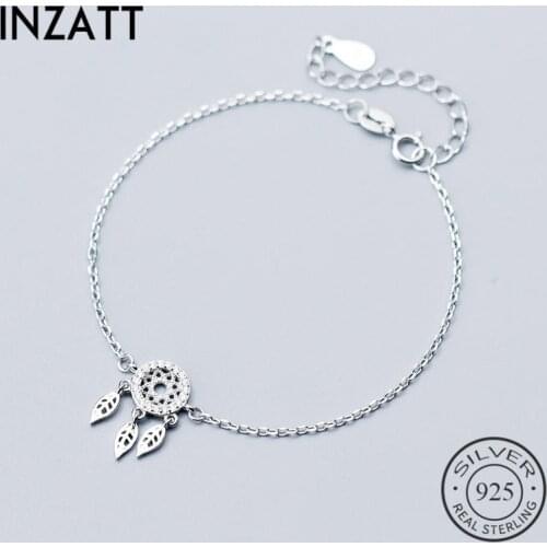 INZATT Real 925 Sterling Silver Dreamcatcher Feather Pretty Bracelet Fine Jewelry For Women Engagement Party Accessories Gift