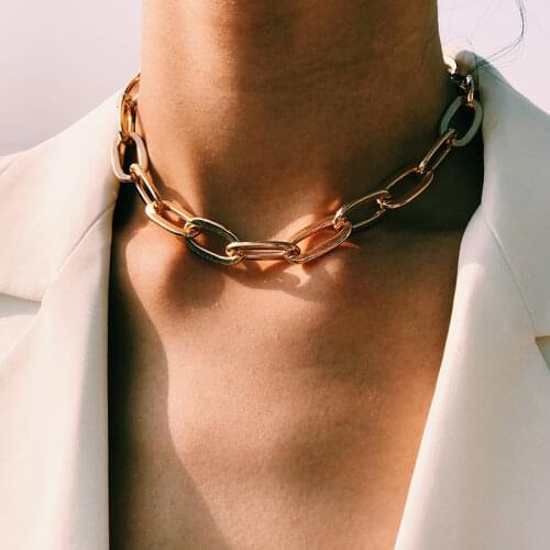 JUST FEEL New Vintage Clavicle Chain Necklaces Collar Statement Hip Hop Gold Color Choker Necklace For Women Fashion Accessories