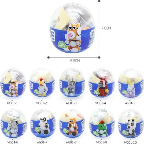 Animal Egg Twisting Series Dog Rooster Rhinoceros Dinosaur Tiger and Rabbit Assembly Building Block Childrens Toys