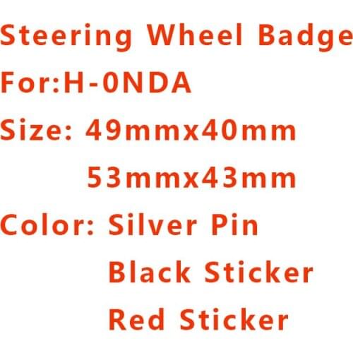 1pcs Black Silver Red 49mm 53mm 3D H Logo Auto Steering Wheel Emblem Badge For H-0-N-D-A Car Styling Accessories Sticker Decals