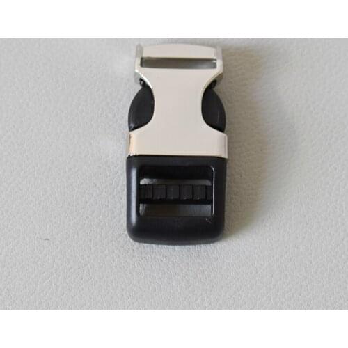 1 Pcs Silver and Black Safety quick release buckle 15mm webbing diy dog collar accessory durable security lock plated