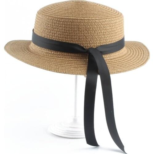 2019 Summer Beach Hat Female Casual Panama Hat Girls Sun Hats For Women Flat brim Foldable Straw Hat