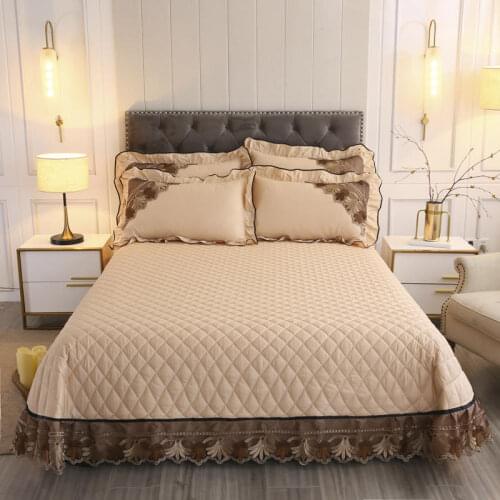 2020 new products All cotton quilting Bed cover Fitted Sheet Pillowcases 2/3pcs Solid Luxury Lace lace princess Bedding