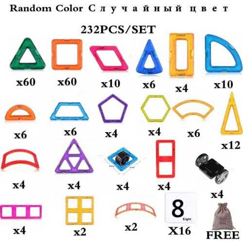 232Pcs Big Size Magnetic Construction toys Designer Magnetic Building Blocks Toys Constructor Brick For Kid Children Gifts