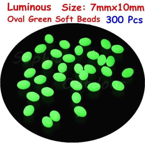 300pcs 7*10 mm Oval Glow Soft Fishing Beads LUMO Luminous beads Green Premium Quality