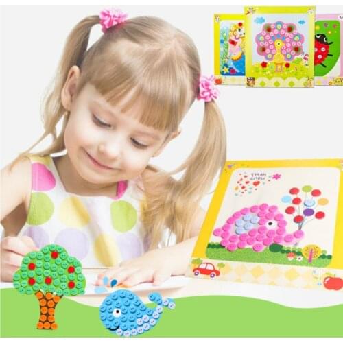 5Pcs/Set Kids DIY Craft Button Sticker Educational Toys For Children Creative Cartoon Puzzle Learning Arts And Crafts Toys Gift