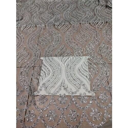 5yards BZL-72901 silver color print glitter tulle african dress fabric for bridal wedding dress/evening dress/sawing