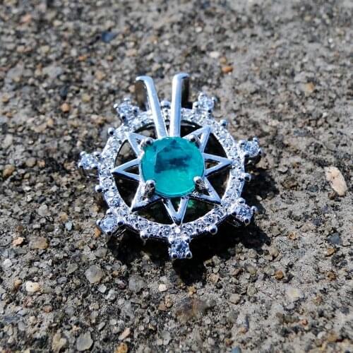 925 Sterling Silver Necklace Paraiba Tourmaline Pendant Engagement Wedding Jewelry For Women Gift