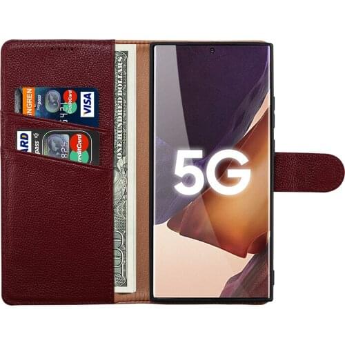 Luxury Genuine Cowhide Leather Wallet Case For Samsung Galaxy Note 20 Ultra Case 360 Full Protection Cover Coque Note 20 Funda