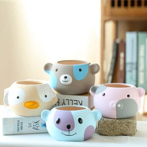 Creative Cartoon Duckling Meat Flowerpot Cute Little Animal Meat Flowerpot Ceramic Balcony Office Decorative Flowerpot