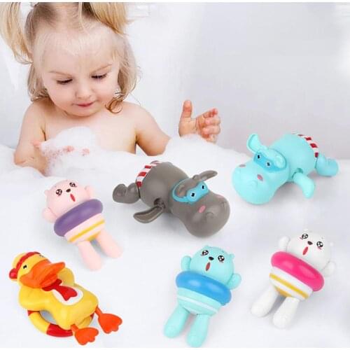 Baby Bath Toy Cute Hippo Bear Duck Shape Baby Wind Up Bath Toy Non-toxic Baby Play Water Toy Clockwork Bath Toy for Kids Gift