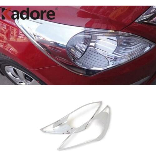 For Hyundai Solaris 2010 2011 ABS Chromed Front Head Light Lamp Shade Cover Car Decoration Headlight Sheild Exterior Accessories