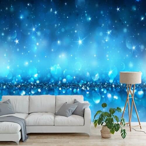 Photo Wall Mural Modern Blue Bubble Starlight Landscape Wall Cloth Wall Painting Living Room Bedroom Background Decor Wallpaper