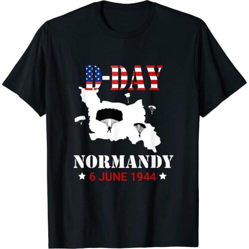 D-Day Normandy Paratrooper Normandy 1944 Gifts Men T-Shirt Short Casual 100% COTTON O-Neck t shirt
