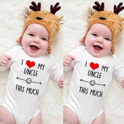 I Love My Uncle This Much Newborn Romper 0-24M Infant Long Sleeve Funny Jumpsuit Toddler Baby Boy Girl Fashion Playsuit