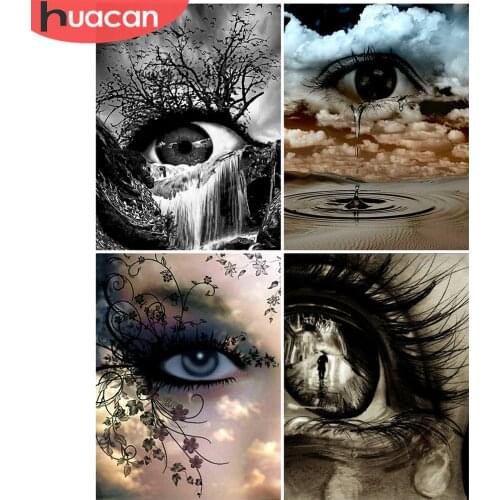 HUACAN Full Square Diamond Painting Landscape Embroidery Eye Picture Handcraft Mosaic Art Kit Home Decor