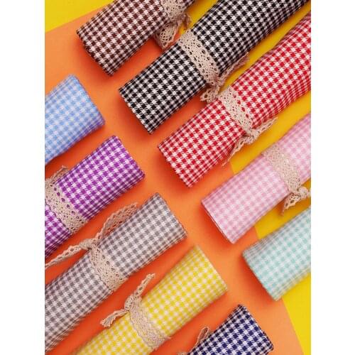 Plaid Fabric By The Meter Pure Cotton 100% Decorative for Curtain Tablecloth Skirt Dress Grid BrocadeTextile Sewing Red Blue DIY