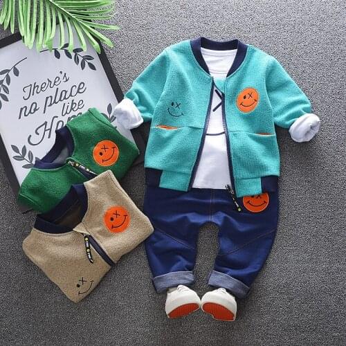 Coat +t Shirt+pant Baby Sets Spring Autumn New Boys and Girls Cotton Three-piece Casual Kids Suit for Boys and Girls 0-4 Ags