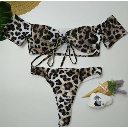 Leopard Split Swimsuit Sexy Bra Triangle Bikini Two Piece Set Fashion Urban Bandage Cupshe Mid Waist Bathing Suit